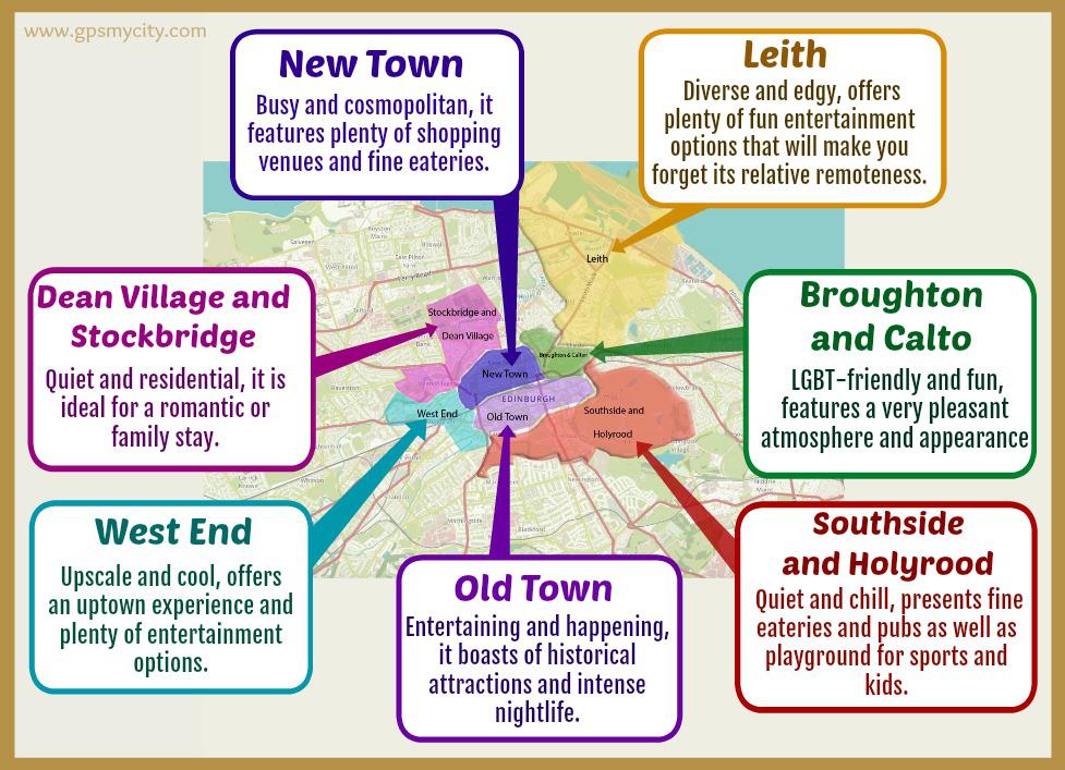 Where To Stay In Edinburgh Guide Of Best Areas GPSmyCity   520 Reg Map 